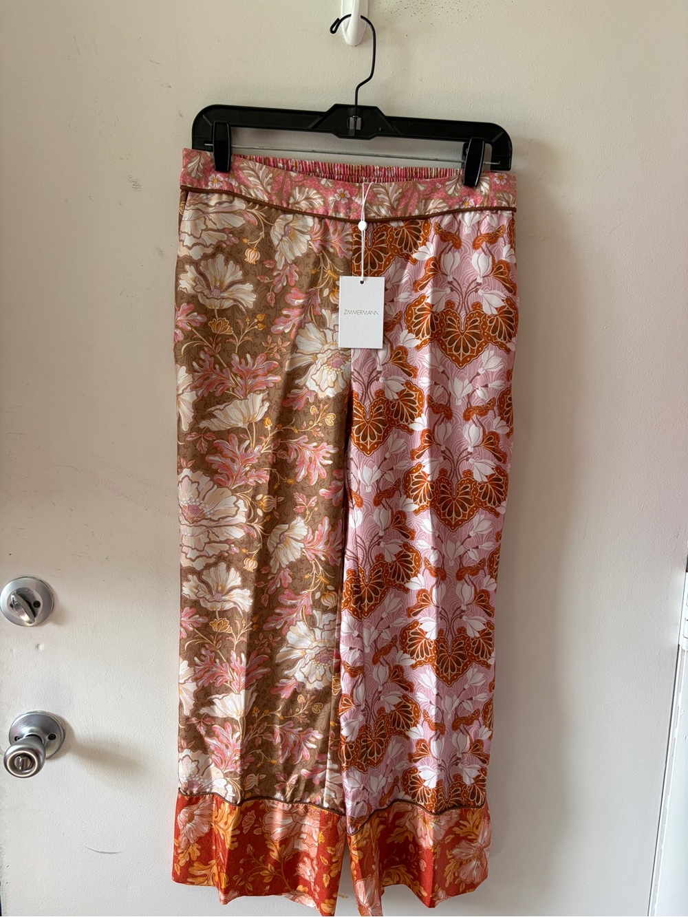 Zimmermann Silk Patchwork Floral Wide Leg Pants Size 1 NWT